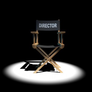 3d Directors chair under the spotlight