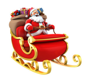 Santa Claus on sleigh with presents