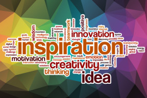 Inspiration word cloud with abstract background